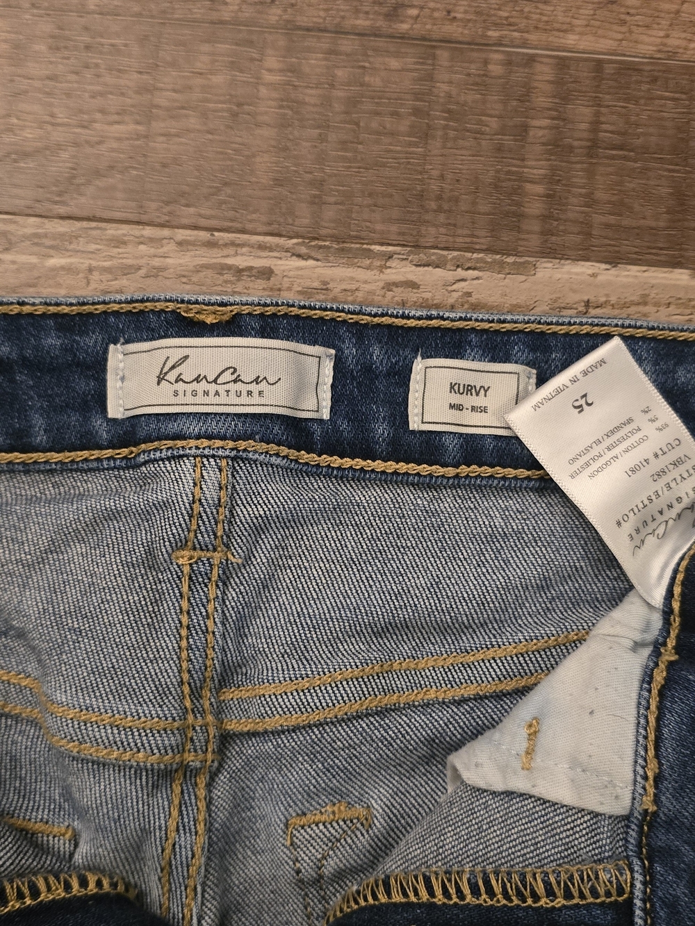 KanCan Distressed Light Blue High-Rise Ripped Denim Shorts - Picture 3 of 3